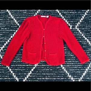 Gorgeous vintage cherry red knit cardigan